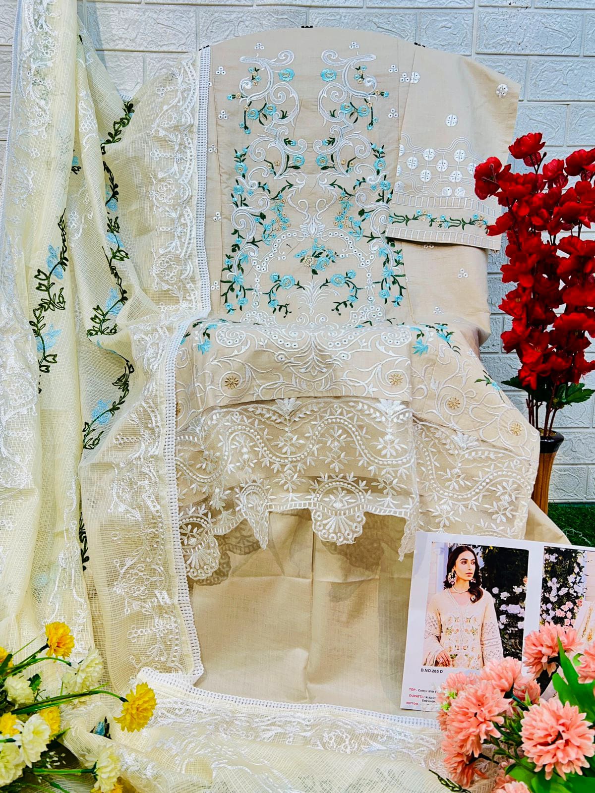 265 A To E Dinsaa Suits Embroidery Cotton Pakistani Suits Wholesale Shop In Surat